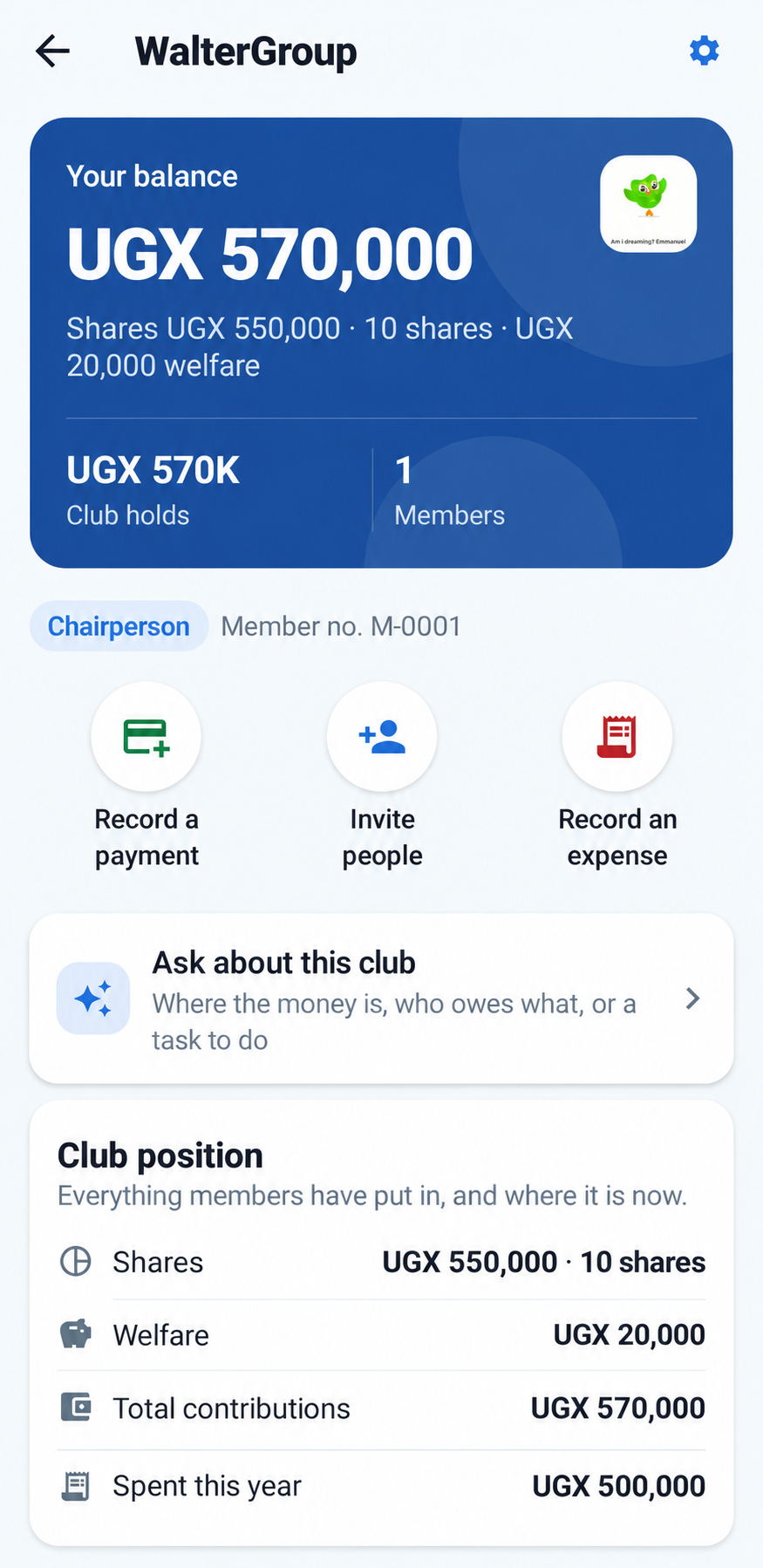 An extension's mobile app