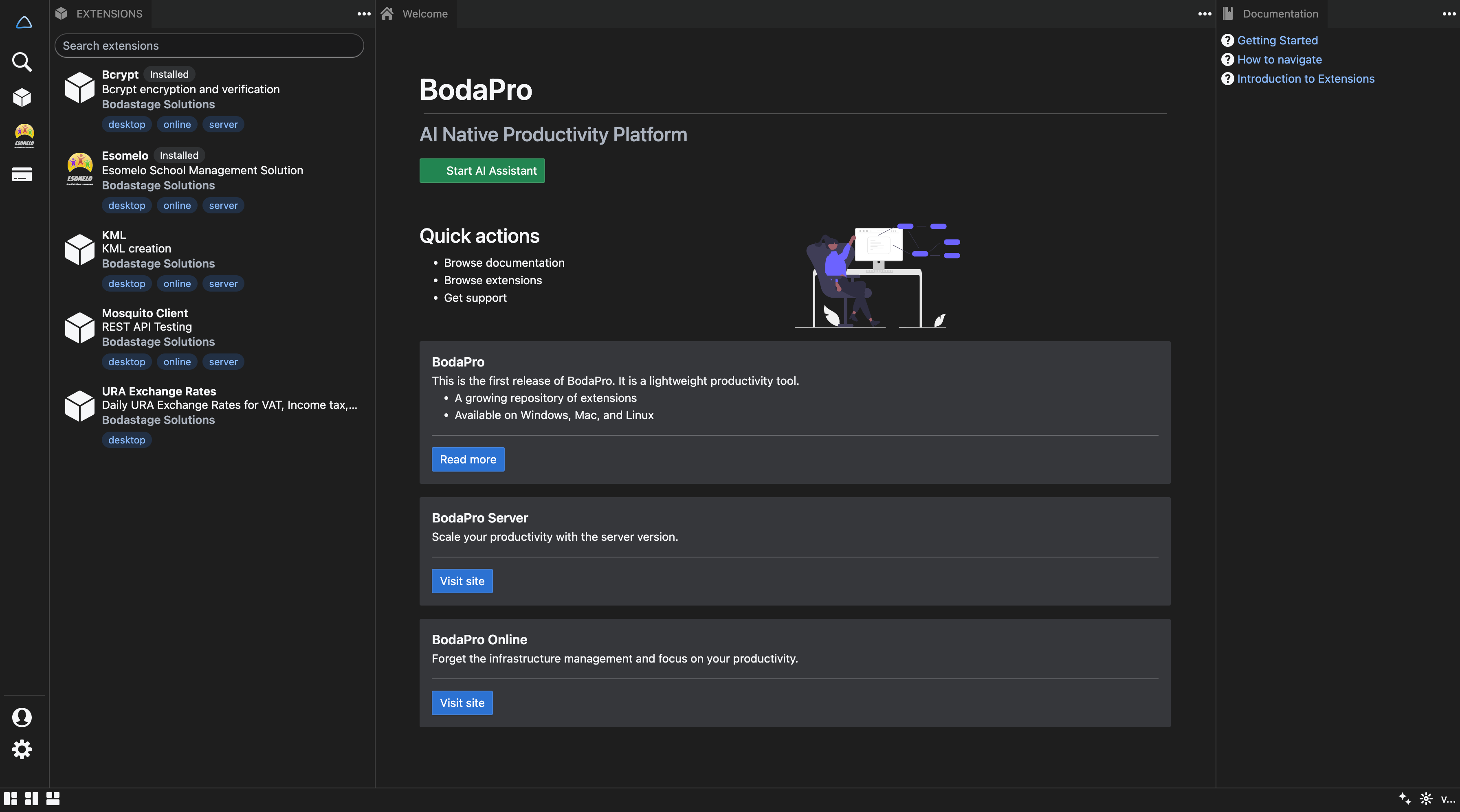 BodaPro in a web browser